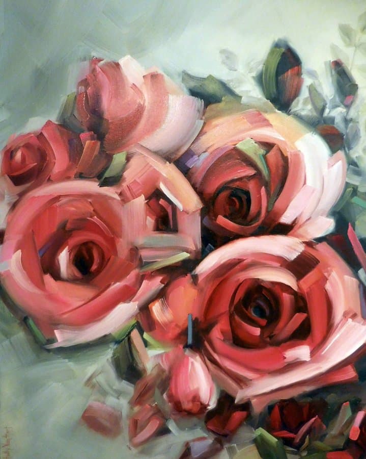 abstract red rose painting