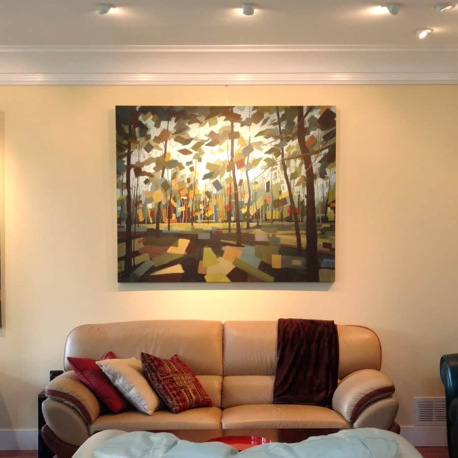 abstract landscape forest paintings - Holly Van Hart -Wandering in Wonder - installed SQUARE (Custom) (2)