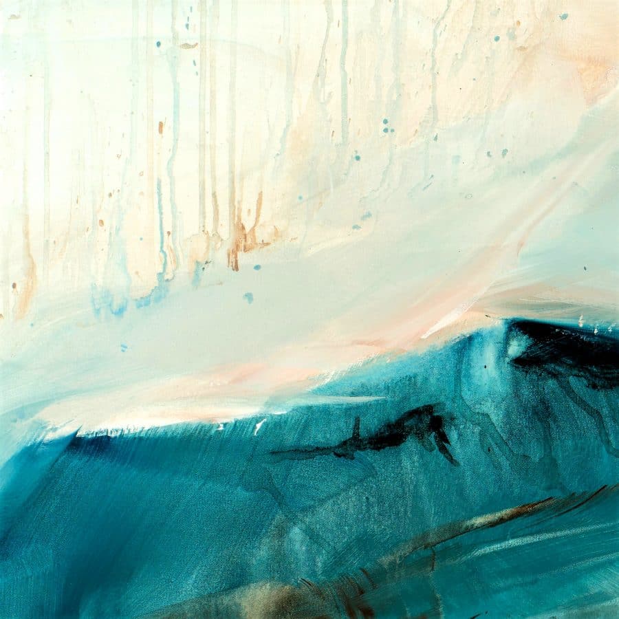 abstract landscape painting - Magnetic Dreams 48 x 60 mixed media painting by Holly Van Hart (detail) 2